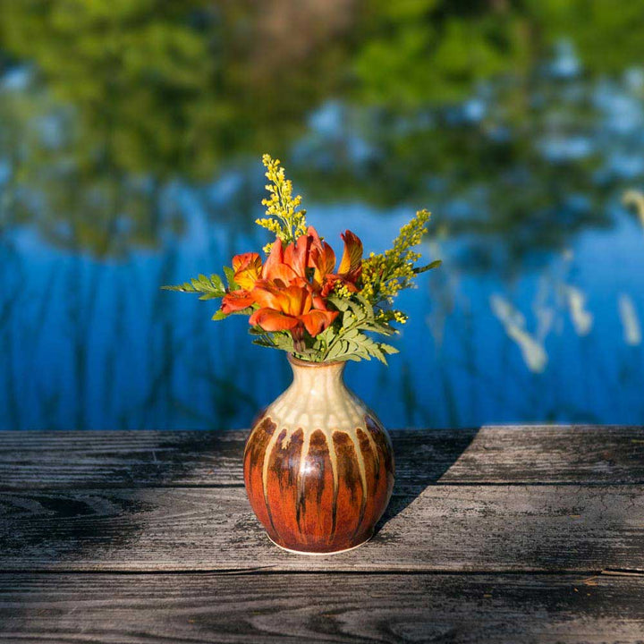 Shop Rustic Red Round Handmade Ceramic Bud Vase - 2 - Blanket Creek Pottery 