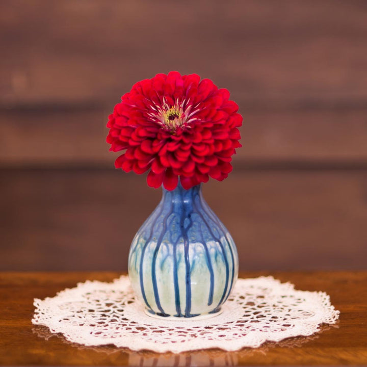 Shop Blue Mint Green Round Handmade Ceramic Bud Vase - 10 - Blanket Creek Pottery 