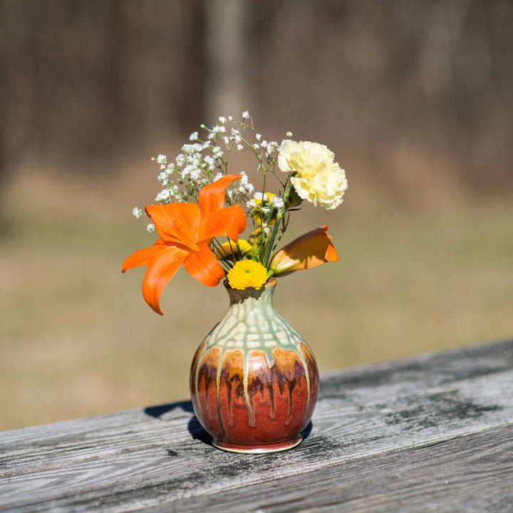 Shop Rustic Red Round Handmade Ceramic Bud Vase - 5 - Blanket Creek Pottery 