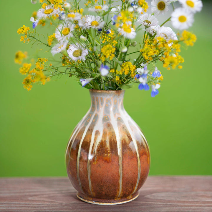 Shop Golden Amber Round Handmade Ceramic Bud Vase - 6 - Blanket Creek Pottery 