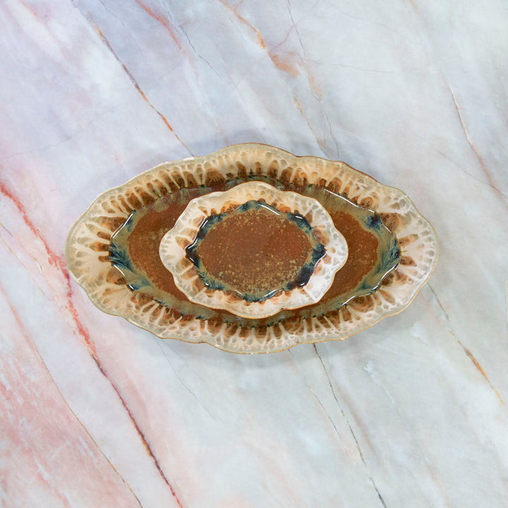 Shop This Scalloped Ceramic Dish in Golden Amber Color - 6 - Blanket Creek Pottery 