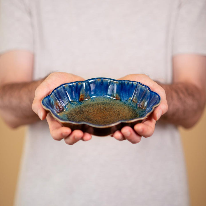 Shop Amber Blue Handmade Scalloped Ceramic Dish - 3 - Blanket Creek Pottery 