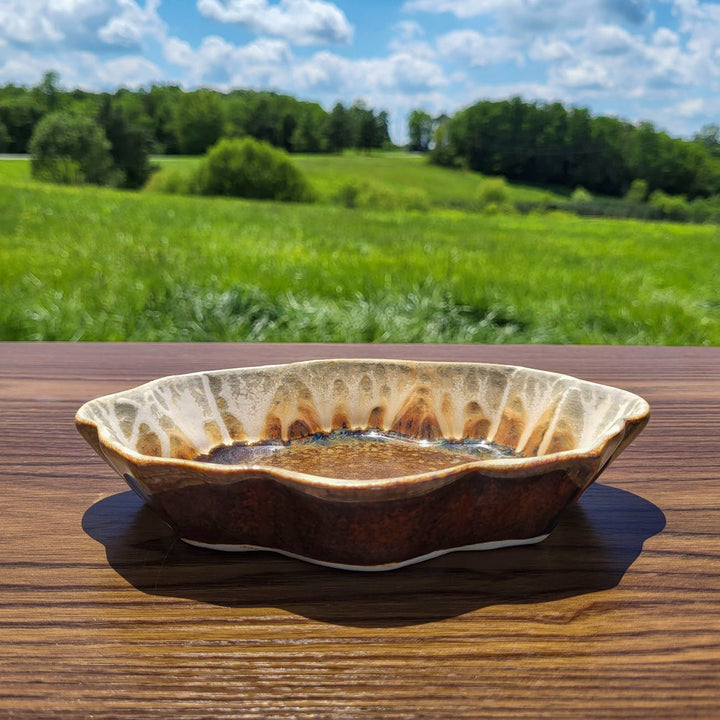 Shop This Scalloped Ceramic Dish in Golden Amber Color - 4 - Blanket Creek Pottery 