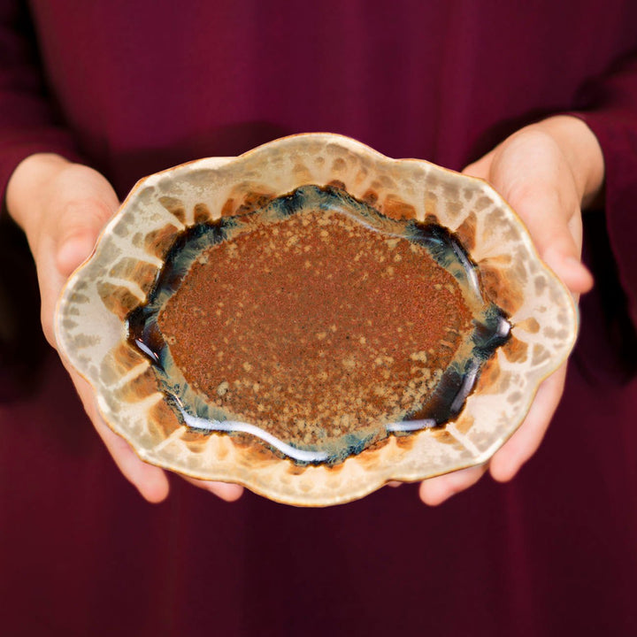 Shop This Scalloped Ceramic Dish in Golden Amber Color - 1 - Blanket Creek Pottery 