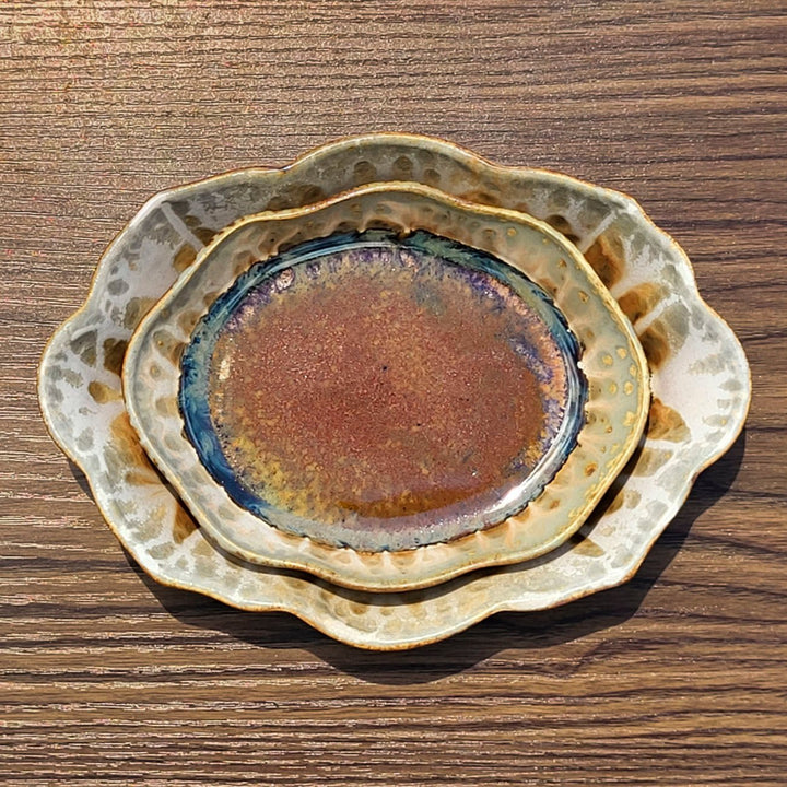 Shop This Scalloped Ceramic Dish in Golden Amber Color - 9 - Blanket Creek Pottery 