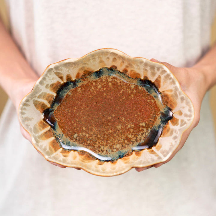 Shop This Scalloped Ceramic Dish in Golden Amber Color - 3 - Blanket Creek Pottery 