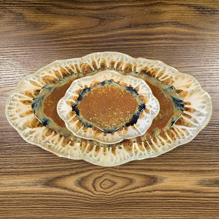 Shop This Scalloped Ceramic Dish in Golden Amber Color - 7 - Blanket Creek Pottery 