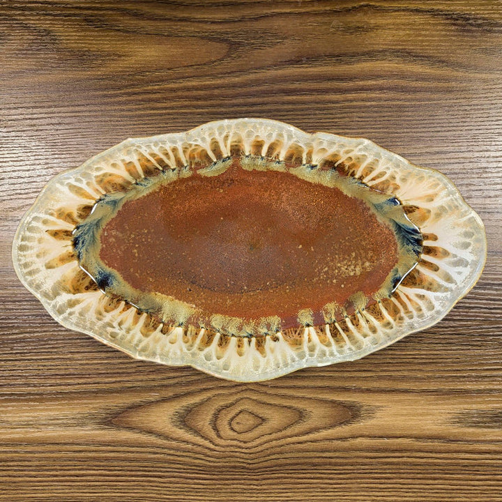 Purchase Scalloped Ceramic Platter in Golden Amber Color - 4 - Blanket Creek Pottery 