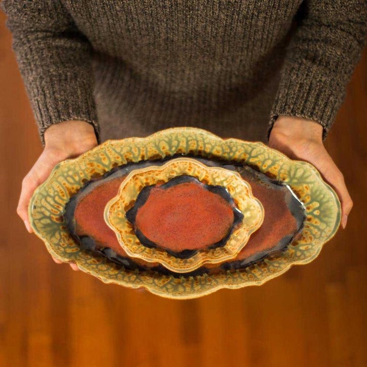 Shop This Rustic Red Scalloped Handmade Ceramic Platter - 5 - Blanket Creek Pottery 