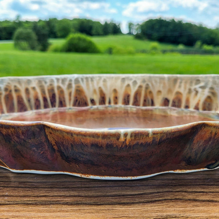 Purchase Scalloped Ceramic Platter in Golden Amber Color - 3 - Blanket Creek Pottery 