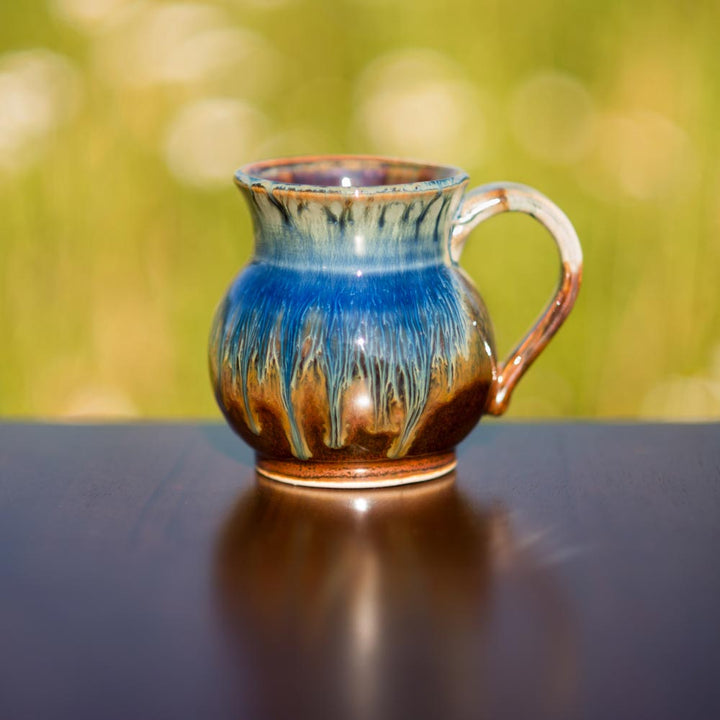 Buy Small 11 oz. Amber Blue Round Ceramic Tea Mug - 4 - Blanket Creek Pottery 