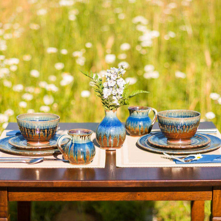 Buy Small 11 oz. Amber Blue Round Ceramic Tea Mug - 7 - Blanket Creek Pottery 