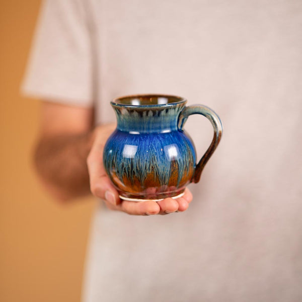 Buy Small 11 oz. Amber Blue Round Ceramic Tea Mug - 1 - Blanket Creek Pottery 