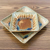 Small Ceramic Square Plate - Golden Amber