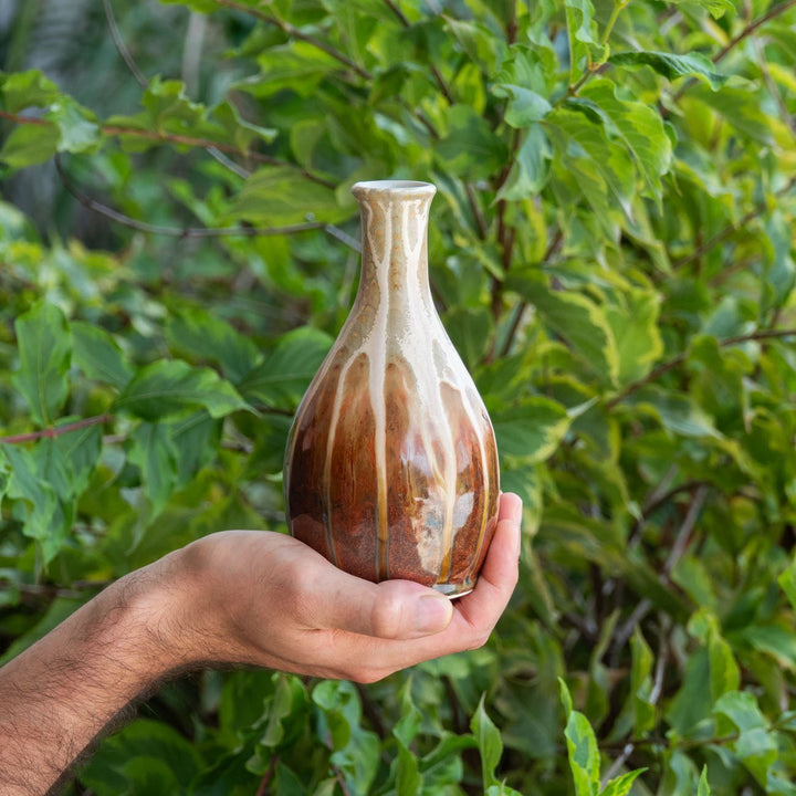 Buy Tall Handmade Golden Amber Ceramic Bud Vase - 6 - Blanket Creek Pottery 