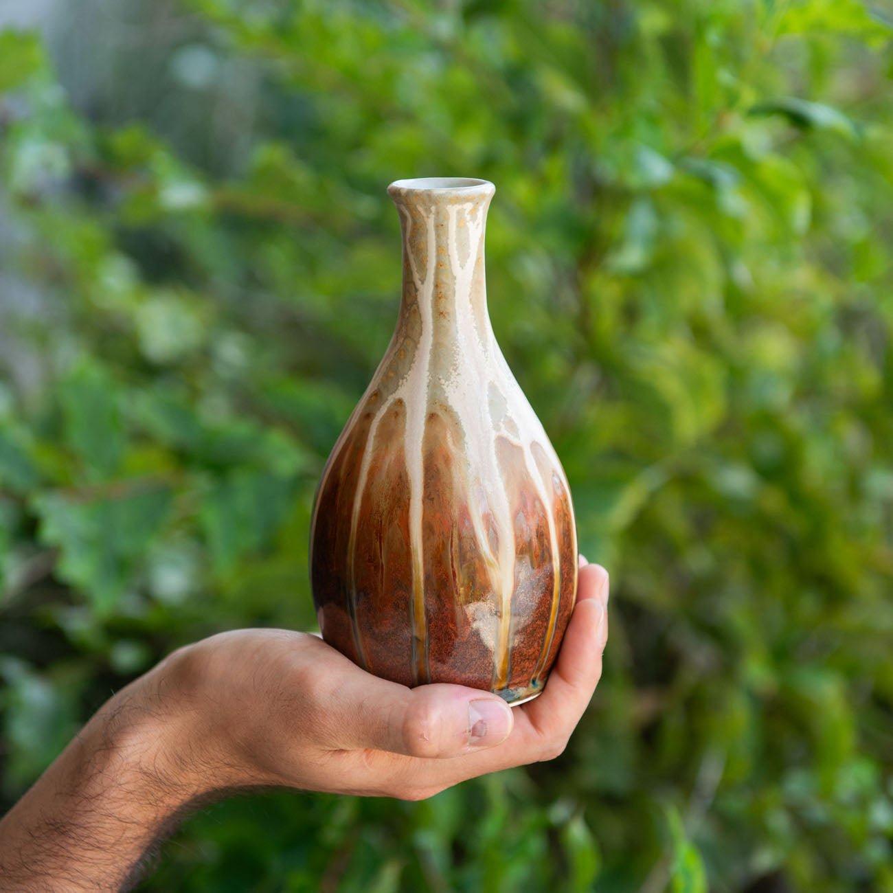 Buy Tall Handmade Golden Amber Ceramic Bud Vase