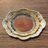 Scalloped Ceramic Dish - Golden Amber