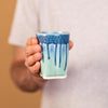 8 oz. Square Ceramic Cup - Blue Mint Green