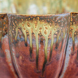 Large 1 gal. Flower Shaped Ceramic Bowl - Rustic Red