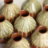 Round Ceramic Bud Vase - Rustic Red