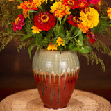 Large Ceramic Round Vase - Rustic Red