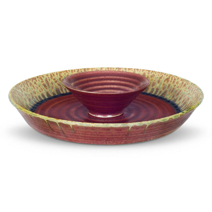 Shop Rustic Red Handmade Ceramic Chip and Dip Set - 5 - Blanket Creek Pottery 