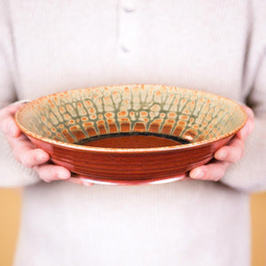 Ceramic Pasta Serving Bowl - Rustic Red