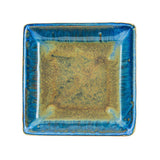 blue and brown 7 inch handmade ceramic square lunch plate 