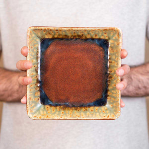 Medium Ceramic Square Plate - Rustic Red