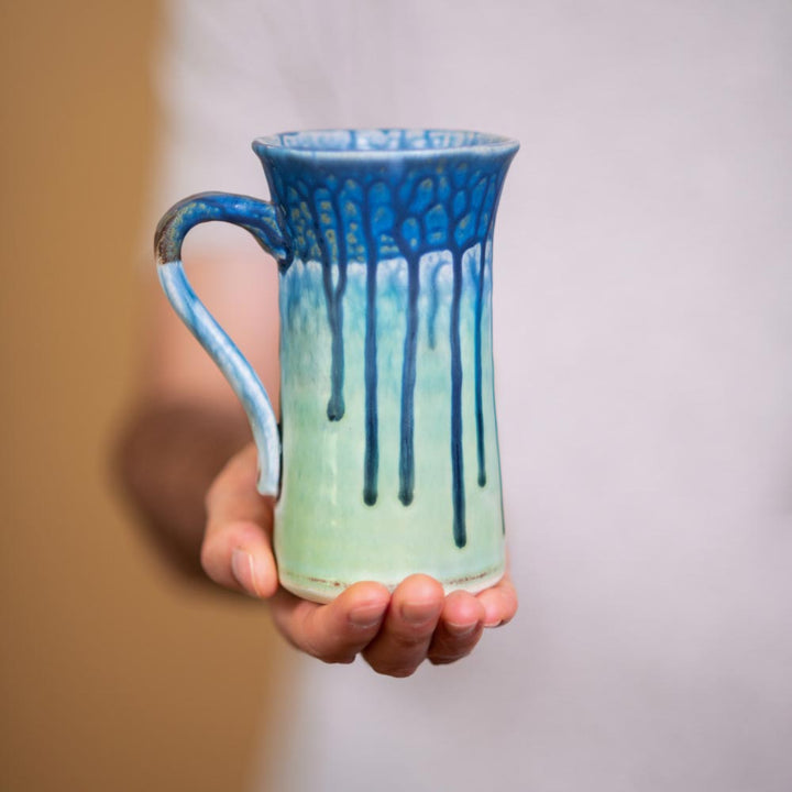 Buy 13 oz. Straight Handmade Blue Mint Green Ceramic Mug - 2 - Blanket Creek Pottery 