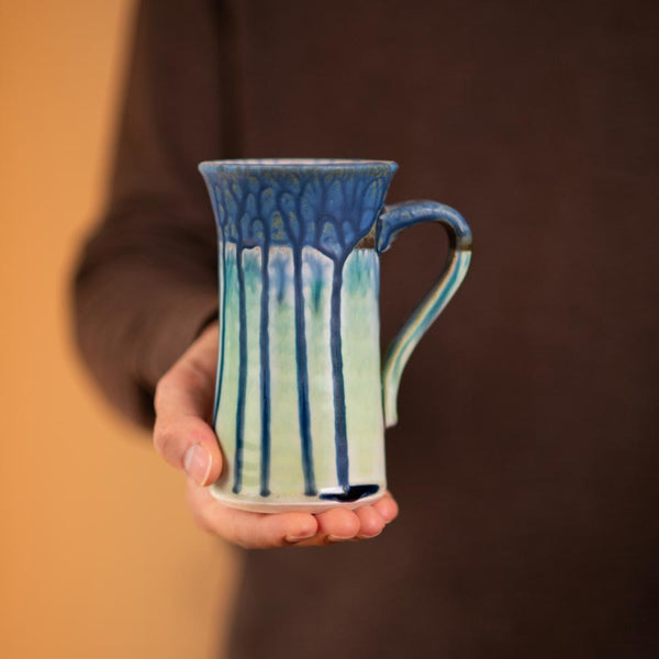 Buy 13 oz. Straight Handmade Blue Mint Green Ceramic Mug - 1 - Blanket Creek Pottery 