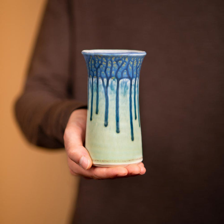 Buy 13 oz. Blue Mint Green Handmade Ceramic Tumbler - 1 - Blanket Creek Pottery 