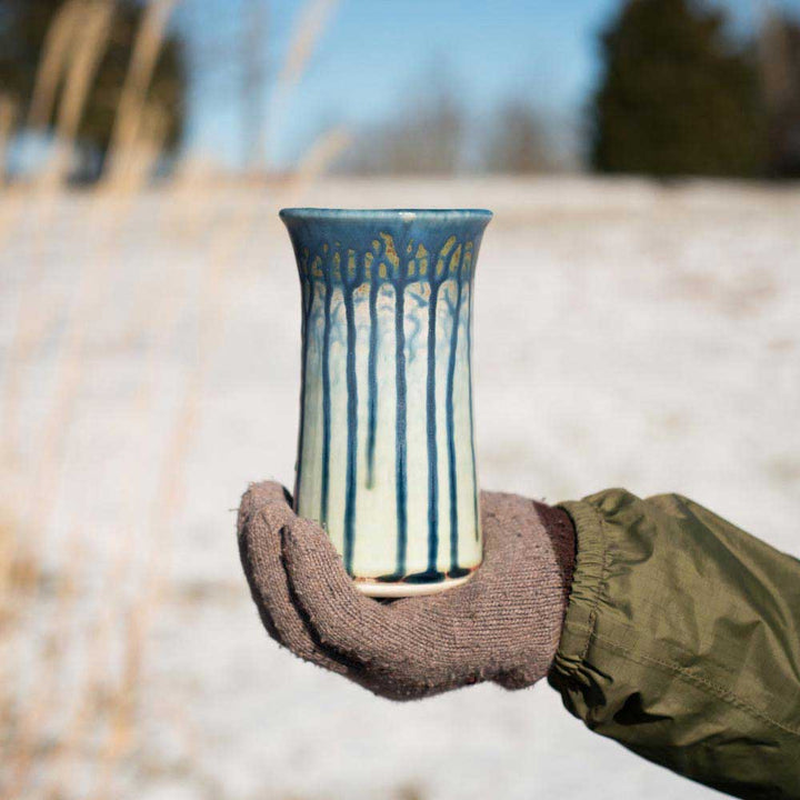 Buy 13 oz. Blue Mint Green Handmade Ceramic Tumbler - 4 - Blanket Creek Pottery 