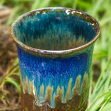 Straight Blue Ceramic Vase / Large ceramic vase, Great as a Ceramic Flower Pot & Utensil Organizer