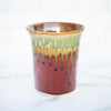 Straight Large Ceramic Vase / Utensil Holder in Rustic Red & Green, Also great as a Ceramic Flower Pot