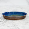 Oval Snack Plate in Amber Blue, Small Ceramic Baking Dish, Great also as a Key Bowl / Catchall Tray