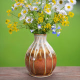 Ceramic Bud Vase, Small Ceramic Vase, Modern Ceramic Vase in Brown & Yellow, Small Pottery Vase