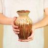 Studio Pottery Vase, Modern Ceramic Vase in Brown & Yellow, Drip Glaze Pottery Vase Handmade
