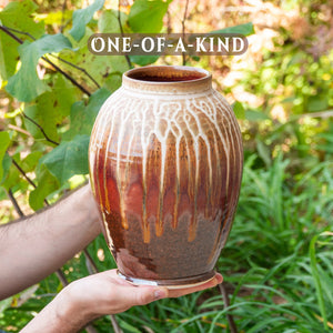 Round Large Ceramic Vase Handmade / Studio Pottery Vase / Flower Vase Ceramic / Wedding Presents / Drip Glaze Pottery Vase / ONE-OF-A-KIND